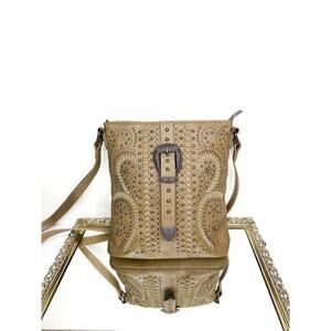 Montana West Tooled Studded Crossbody/Wristlet Bag buckle western boho cowboy